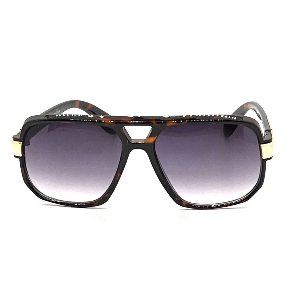 Oversized Square‎ Aviator Sunglasses Tortoise Gold Flat Top UV400 Retro Shades